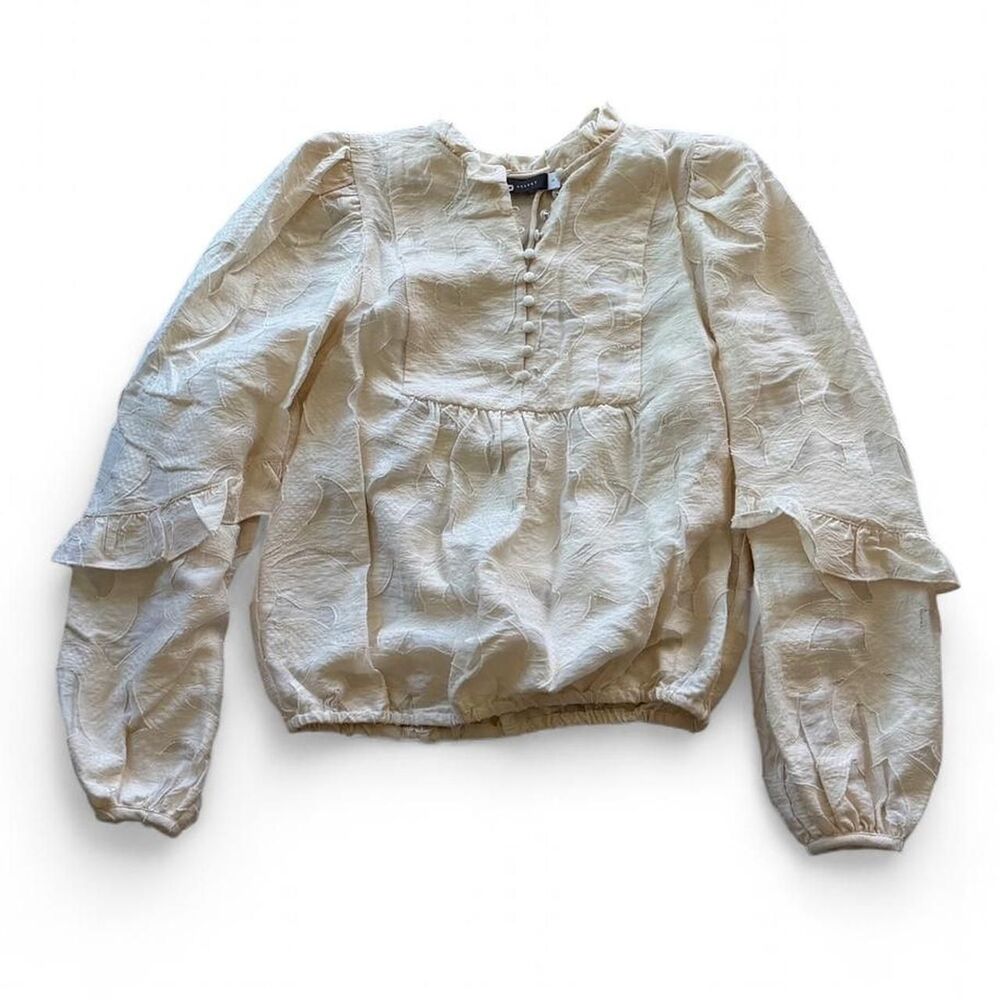 Mint Velvet Cream Jacquard Blouse - Size Medium - Picture 2 of 5